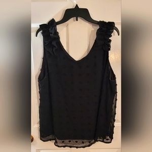 Chenille black sleeveless Blouse.